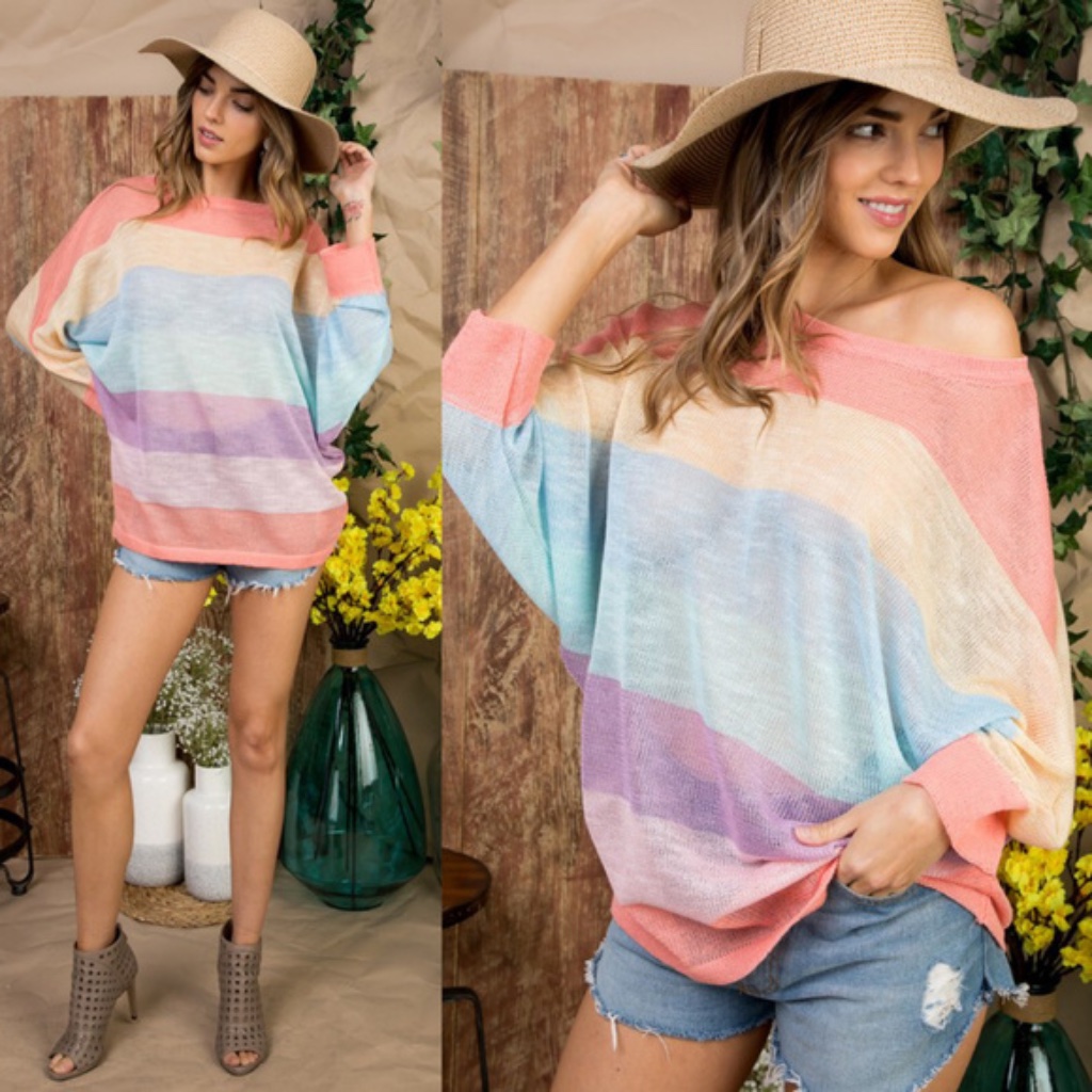 Sandy Color Block Light Knit Sweater